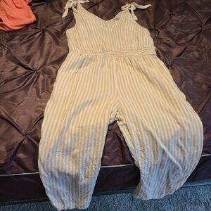 Jumpsuit, beige and white strip, Kohls, size XL